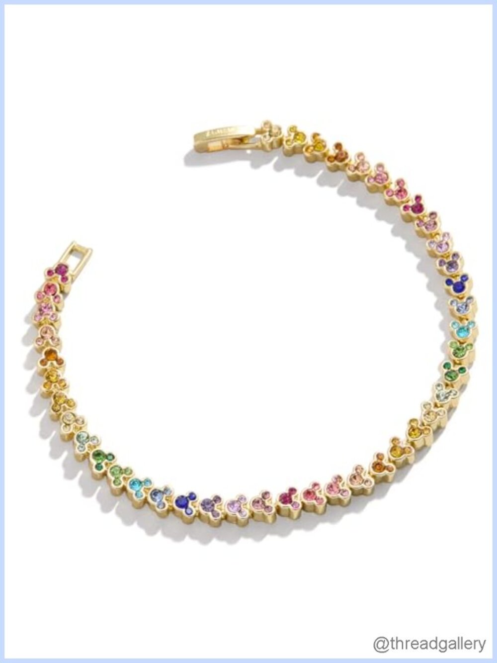 Mickey Mouse Tennis Bracelet Gold Plated Crystal Charm